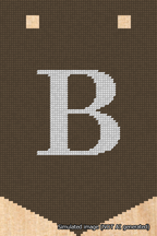 A simulated image of the stitched needlepoint design: Banner 18m Pointed B White on Brown. Not A.I. generated.
