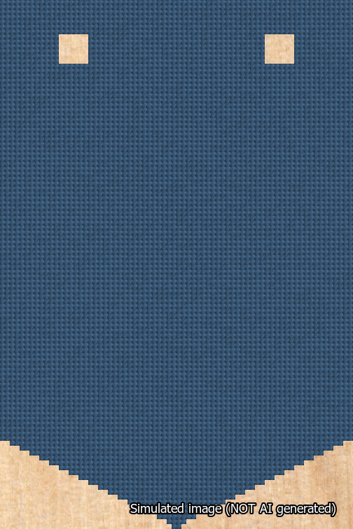 A simulated image of the stitched needlepoint design: Banner 18m Pointed Blank Blue. Not A.I. generated.