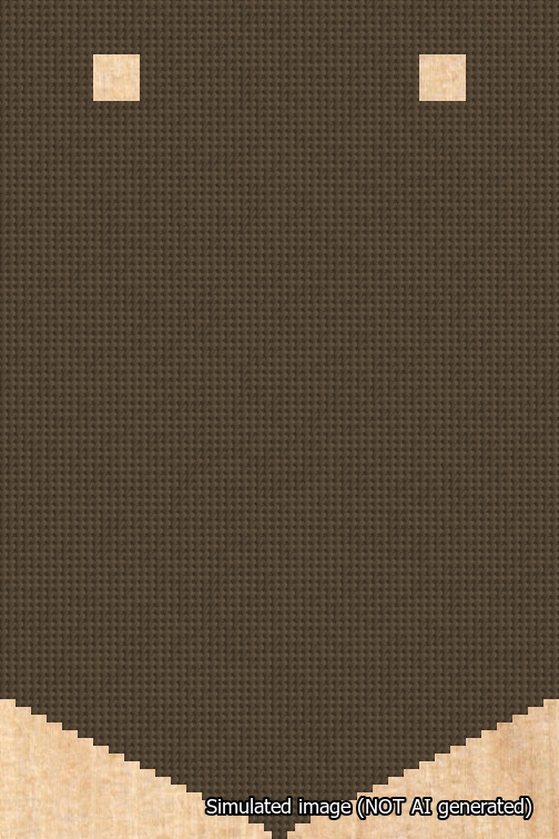 A simulated image of the stitched needlepoint design: Banner 18m Pointed Blank Brown. Not A.I. generated.