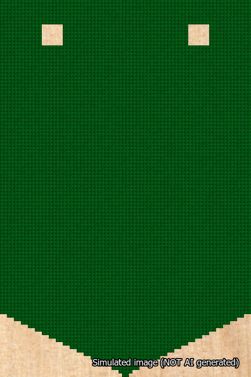 A simulated image of the stitched needlepoint design: Banner 18m Pointed Blank Green. Not A.I. generated.