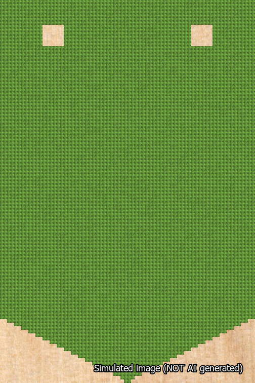 A simulated image of the stitched needlepoint design: Banner 18m Pointed Blank Light Green. Not A.I. generated.