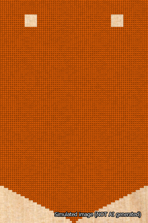 A simulated image of the stitched needlepoint design: Banner 18m Pointed Blank Orange. Not A.I. generated.