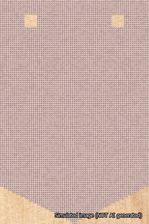 A simulated image of the stitched needlepoint design: Banner 18m Pointed Blank Pink. Not A.I. generated.