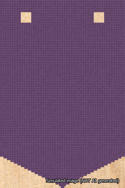 A simulated image of the stitched needlepoint design: Banner 18m Pointed Blank Purple. Not A.I. generated.