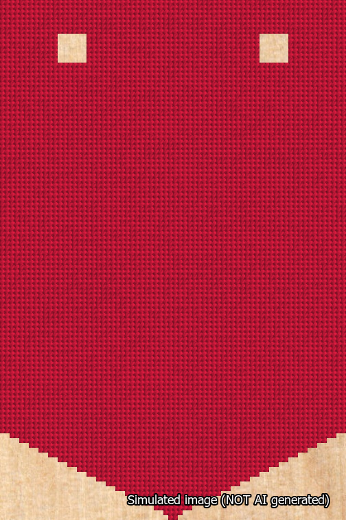 A simulated image of the stitched needlepoint design: Banner 18m Pointed Blank Red. Not A.I. generated.