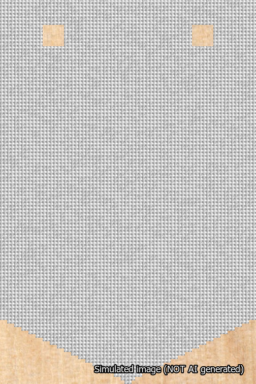 A simulated image of the stitched needlepoint design: Banner 18m Pointed Blank White. Not A.I. generated.