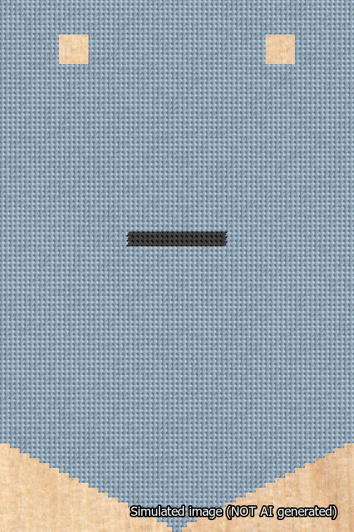 A simulated image of the stitched needlepoint design: Banner 18m Pointed Dash Black on Light Blue. Not A.I. generated.