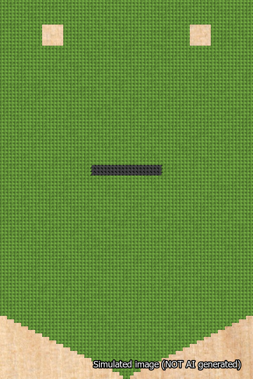 A simulated image of the stitched needlepoint design: Banner 18m Pointed Dash Black on Light Green. Not A.I. generated.