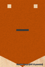 A simulated image of the stitched needlepoint design: Banner 18m Pointed Dash Black on Orange. Not A.I. generated.