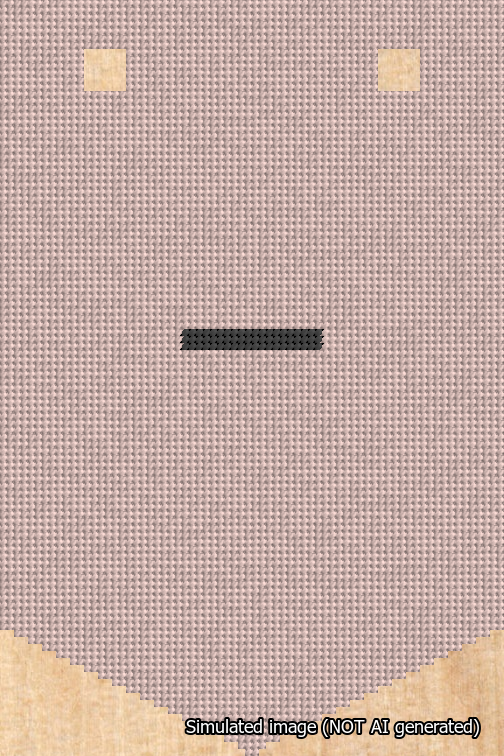 A simulated image of the stitched needlepoint design: Banner 18m Pointed Dash Black on Pink. Not A.I. generated.