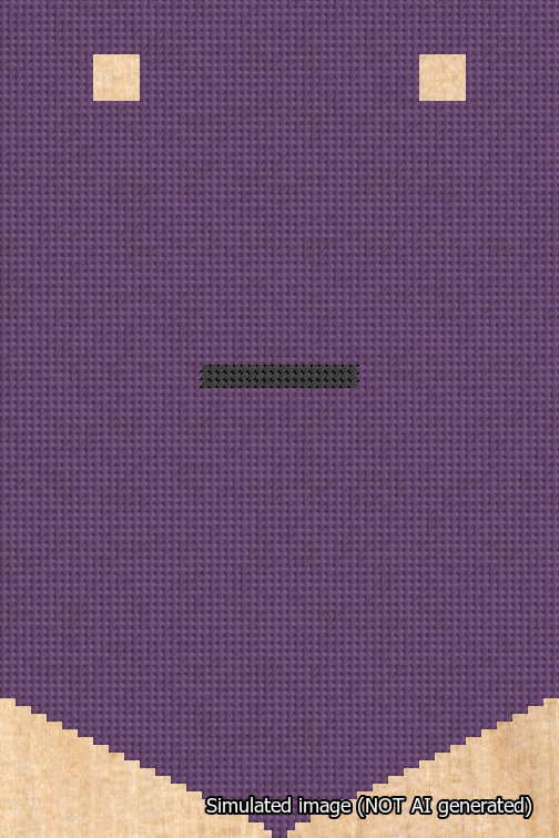 A simulated image of the stitched needlepoint design: Banner 18m Pointed Dash Black on Purple. Not A.I. generated.