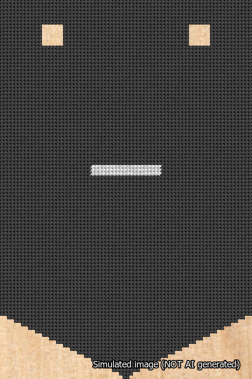 A simulated image of the stitched needlepoint design: Banner 18m Pointed Dash White on Black. Not A.I. generated.