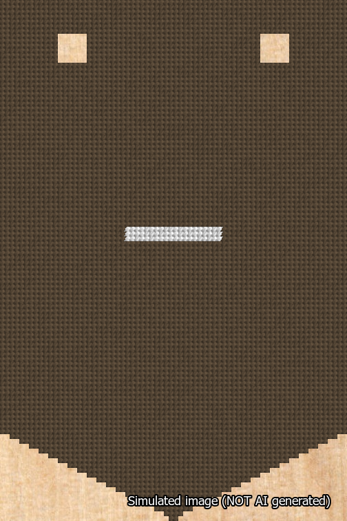 A simulated image of the stitched needlepoint design: Banner 18m Pointed Dash White on Brown. Not A.I. generated.