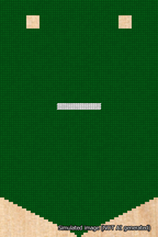 A simulated image of the stitched needlepoint design: Banner 18m Pointed Dash White on Green. Not A.I. generated.