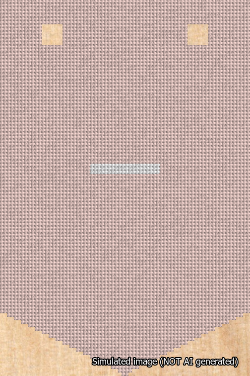 A simulated image of the stitched needlepoint design: Banner 18m Pointed Dash White on Pink. Not A.I. generated.