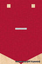 A simulated image of the stitched needlepoint design: Banner 18m Pointed Dash White on Red. Not A.I. generated.