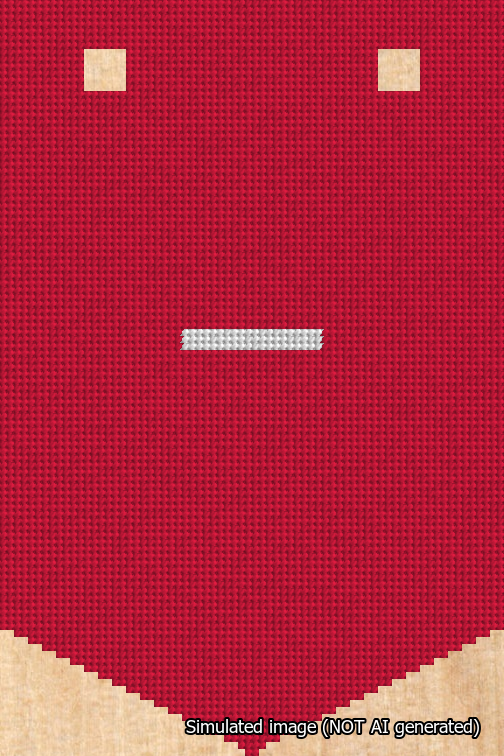 A simulated image of the stitched needlepoint design: Banner 18m Pointed Dash White on Red. Not A.I. generated.