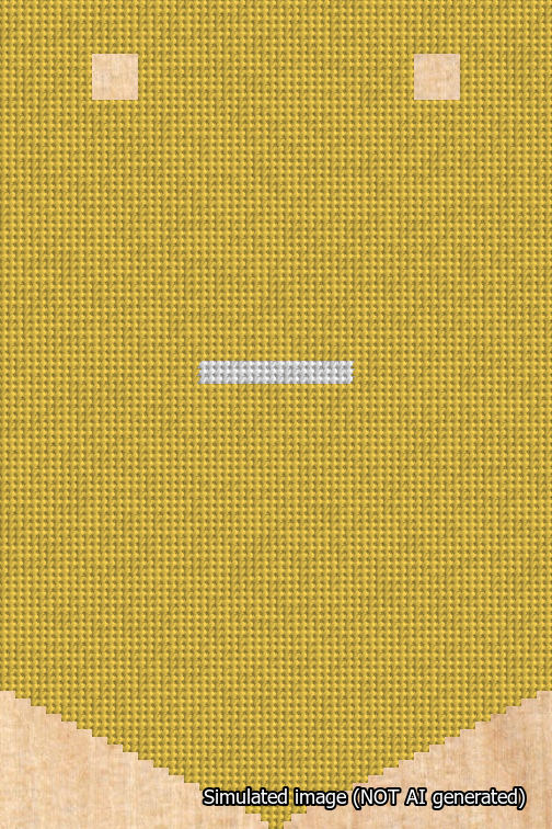 A simulated image of the stitched needlepoint design: Banner 18m Pointed Dash White on Yellow. Not A.I. generated.