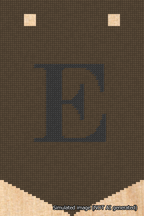A simulated image of the stitched needlepoint design: Banner 18m Pointed E Black on Brown. Not A.I. generated.