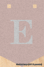 A simulated image of the stitched needlepoint design: Banner 18m Pointed E White on Pink. Not A.I. generated.