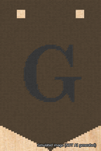 A simulated image of the stitched needlepoint design: Banner 18m Pointed G Black on Brown. Not A.I. generated.