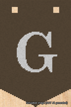 A simulated image of the stitched needlepoint design: Banner 18m Pointed G White on Brown. Not A.I. generated.