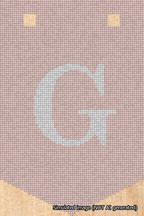 A simulated image of the stitched needlepoint design: Banner 18m Pointed G White on Pink. Not A.I. generated.