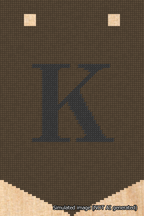 A simulated image of the stitched needlepoint design: Banner 18m Pointed K Black on Brown. Not A.I. generated.