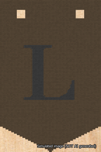 A simulated image of the stitched needlepoint design: Banner 18m Pointed L Black on Brown. Not A.I. generated.