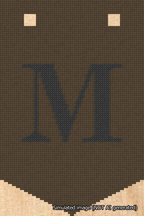 A simulated image of the stitched needlepoint design: Banner 18m Pointed M Black on Brown. Not A.I. generated.