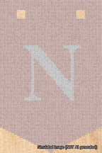 A simulated image of the stitched needlepoint design: Banner 18m Pointed N White on Pink. Not A.I. generated.