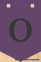 A simulated image of the stitched needlepoint design: Banner 18m Pointed O Black on Purple. Not A.I. generated.