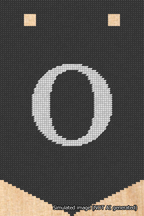 A simulated image of the stitched needlepoint design: Banner 18m Pointed O White on Black. Not A.I. generated.