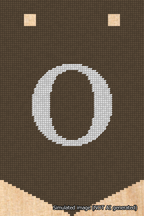 A simulated image of the stitched needlepoint design: Banner 18m Pointed O White on Brown. Not A.I. generated.