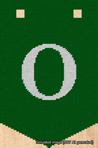 A simulated image of the stitched needlepoint design: Banner 18m Pointed O White on Green. Not A.I. generated.