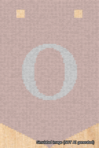 A simulated image of the stitched needlepoint design: Banner 18m Pointed O White on Pink. Not A.I. generated.