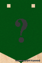 A simulated image of the stitched needlepoint design: Banner 18m Pointed Question Black on Green. Not A.I. generated.