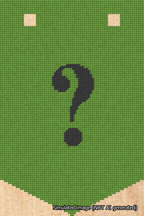 A simulated image of the stitched needlepoint design: Banner 18m Pointed Question Black on Light Green. Not A.I. generated.