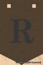 A simulated image of the stitched needlepoint design: Banner 18m Pointed R Black on Brown. Not A.I. generated.