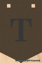 A simulated image of the stitched needlepoint design: Banner 18m Pointed T Black on Brown. Not A.I. generated.