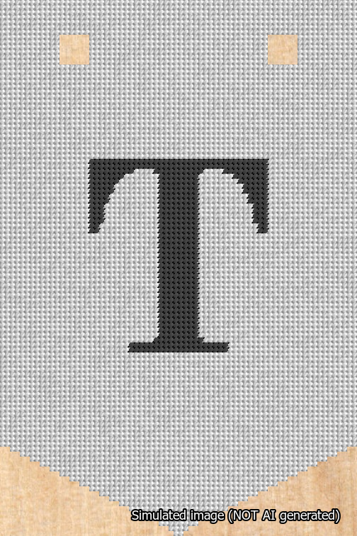A simulated image of the stitched needlepoint design: Banner 18m Pointed T Black on White. Not A.I. generated.