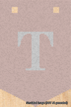 A simulated image of the stitched needlepoint design: Banner 18m Pointed T White on Pink. Not A.I. generated.