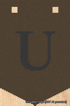A simulated image of the stitched needlepoint design: Banner 18m Pointed U Black on Brown. Not A.I. generated.
