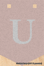 A simulated image of the stitched needlepoint design: Banner 18m Pointed U White on Pink. Not A.I. generated.