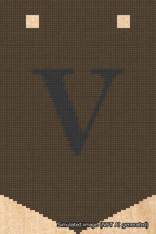 A simulated image of the stitched needlepoint design: Banner 18m Pointed V Black on Brown. Not A.I. generated.