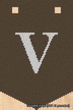 A simulated image of the stitched needlepoint design: Banner 18m Pointed V White on Brown. Not A.I. generated.
