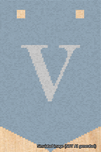 A simulated image of the stitched needlepoint design: Banner 18m Pointed V White on Light Blue. Not A.I. generated.