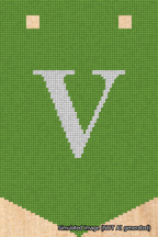 A simulated image of the stitched needlepoint design: Banner 18m Pointed V White on Light Green. Not A.I. generated.