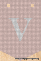 A simulated image of the stitched needlepoint design: Banner 18m Pointed V White on Pink. Not A.I. generated.
