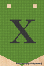 A simulated image of the stitched needlepoint design: Banner 18m Pointed X Black on Light Green. Not A.I. generated.